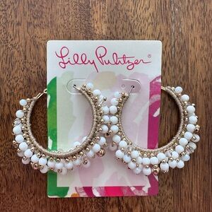 Lilly Pulitzer Gold & White Beaded Earrings- NWT